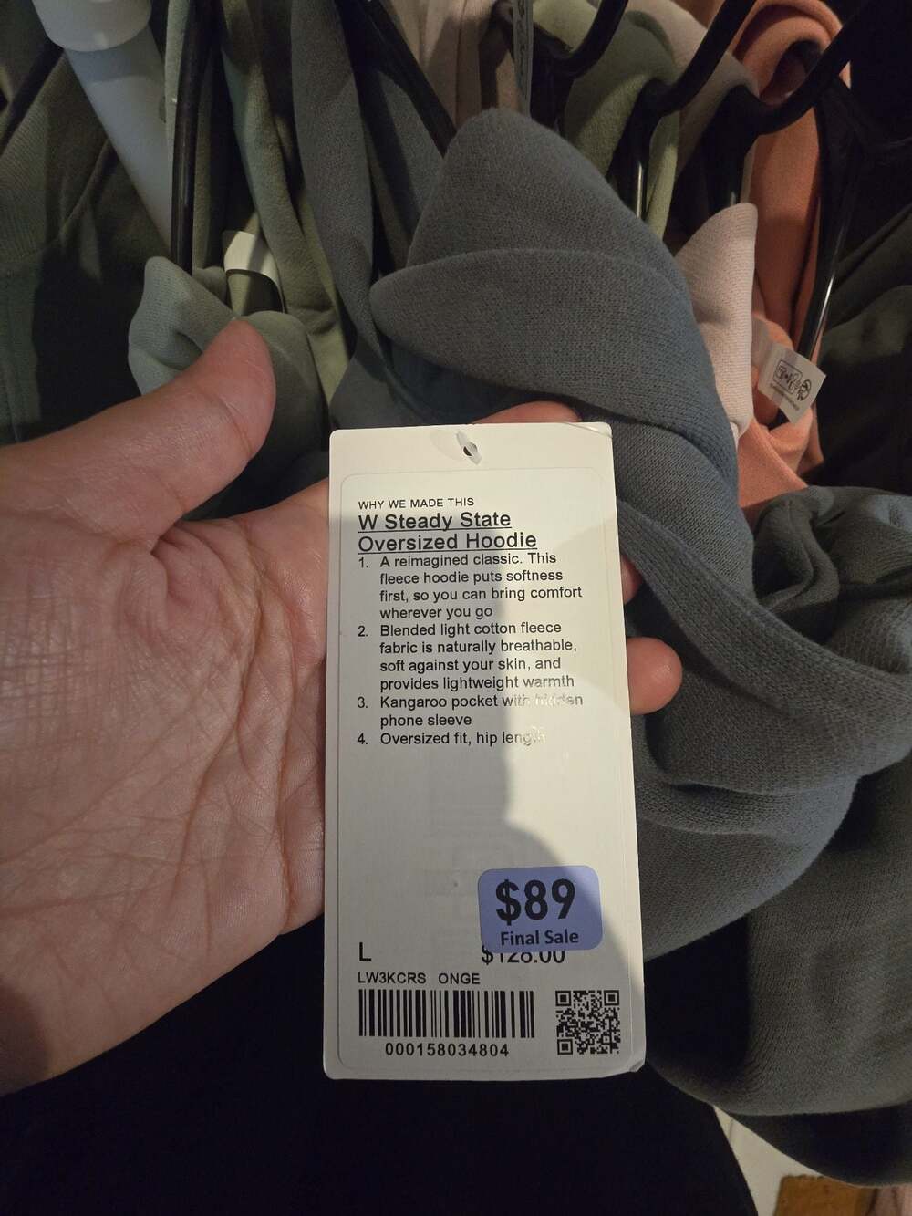 Lululemon Women Steady State Oversized Hoodie Onyx Grey NWT size LARGE - Picture 5 of 7